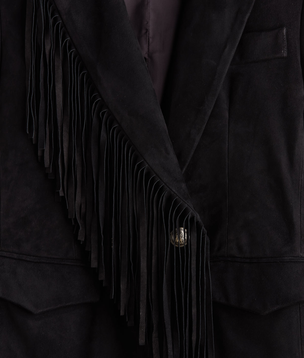 Valerie Suede Blazer With Fringe :: Black 8
