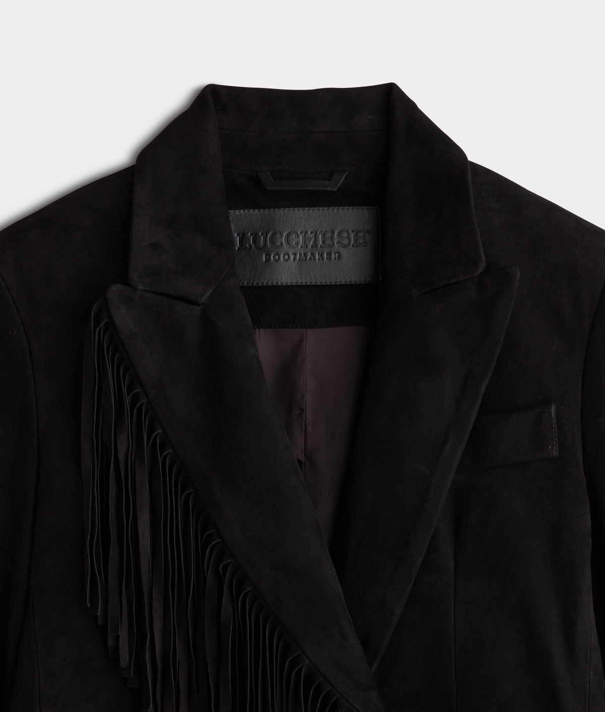 Valerie Suede Blazer With Fringe :: Black 10