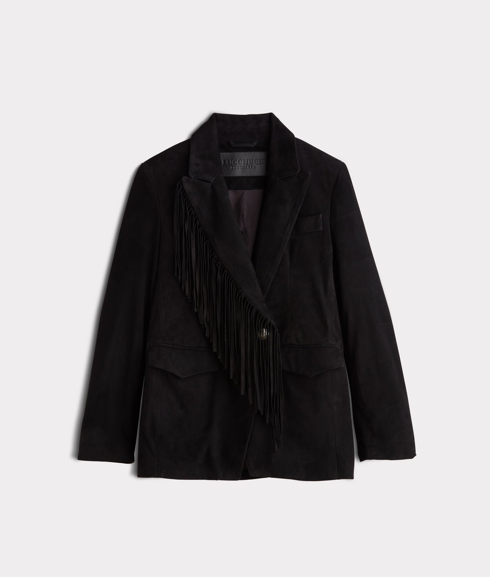 Valerie Suede Blazer With Fringe :: Black product image