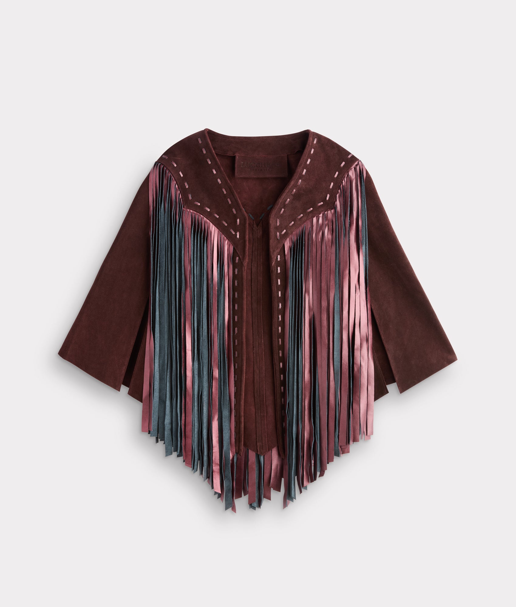 Shayanne Fringe Cape :: Black Cherry product image
