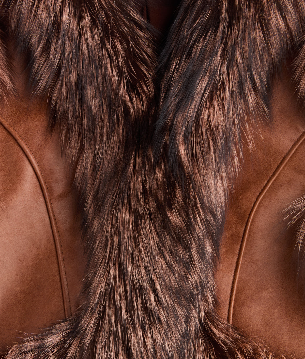 Annie Leather Jacket With Fox :: Brown 6