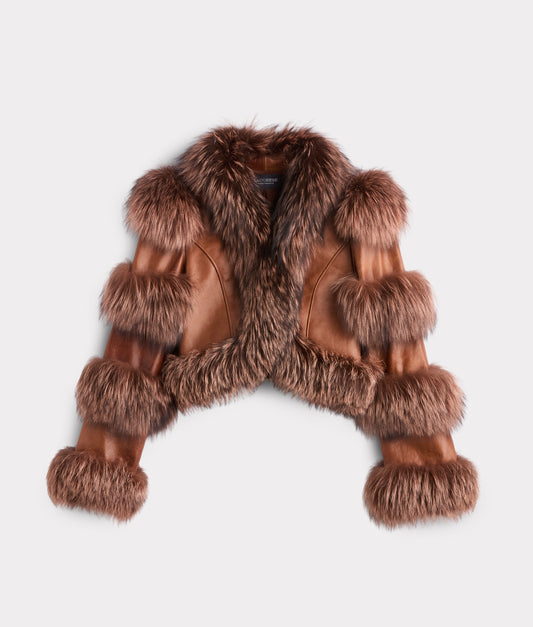 Annie Leather Jacket With Fox :: Brown