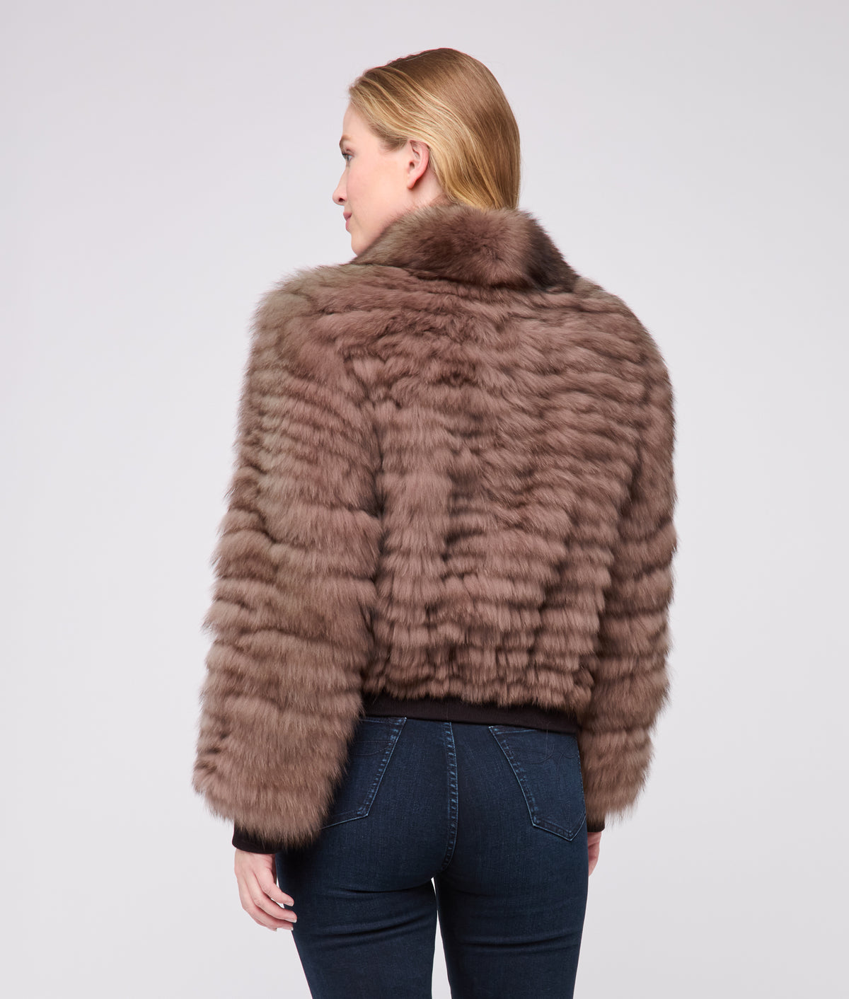 Amelia Fur Bomber Jacket :: Stone 10