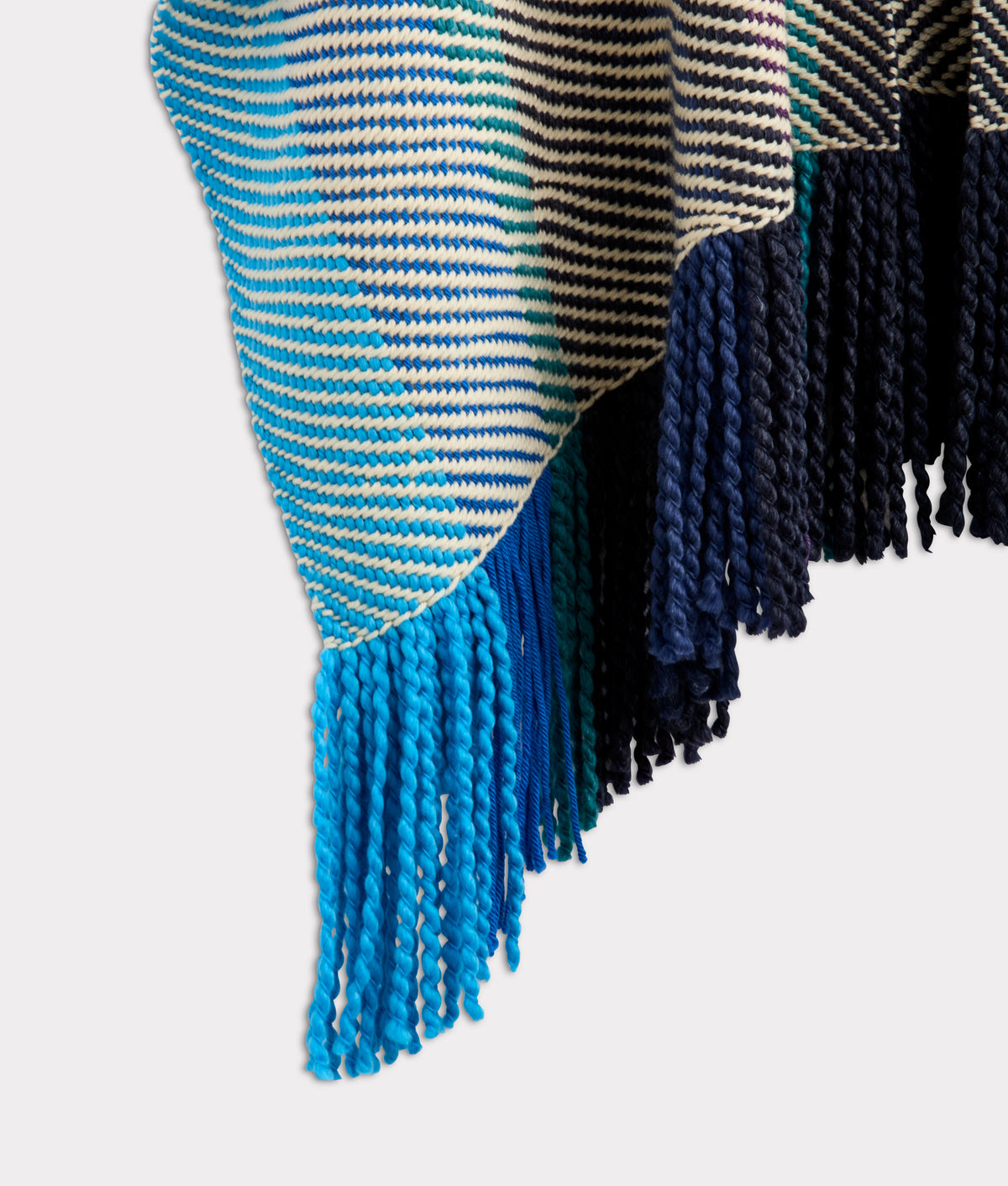 Aline Fringe Cape :: Striped Blue 7