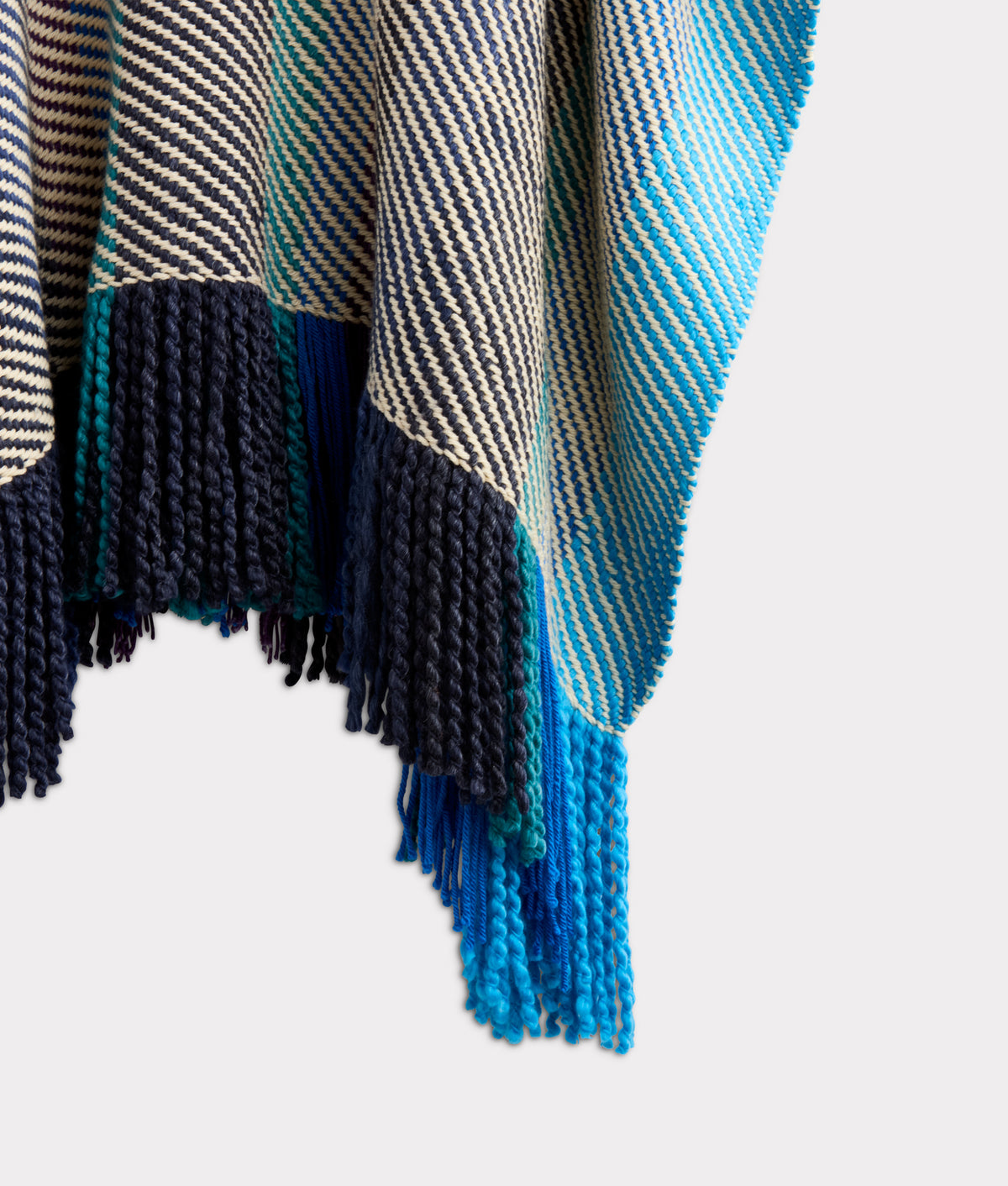 Aline Fringe Cape :: Striped Blue 8