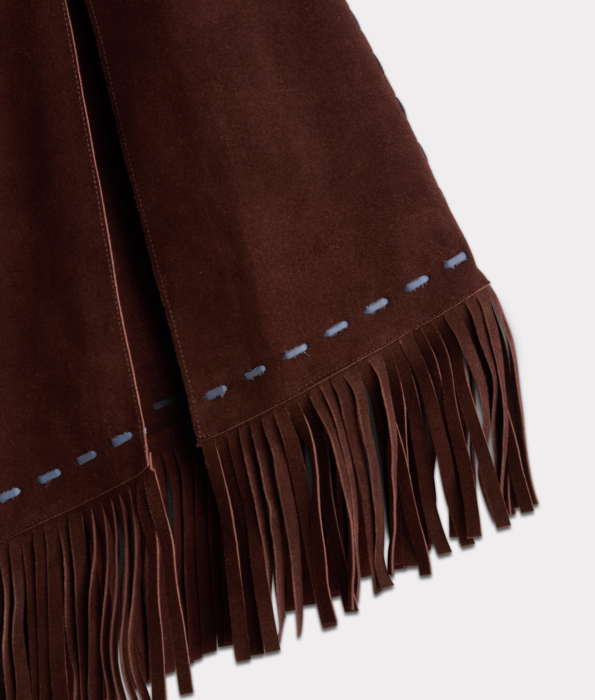 Julianne Suede Cape With Floral Embroidery :: Brown/Blue 10