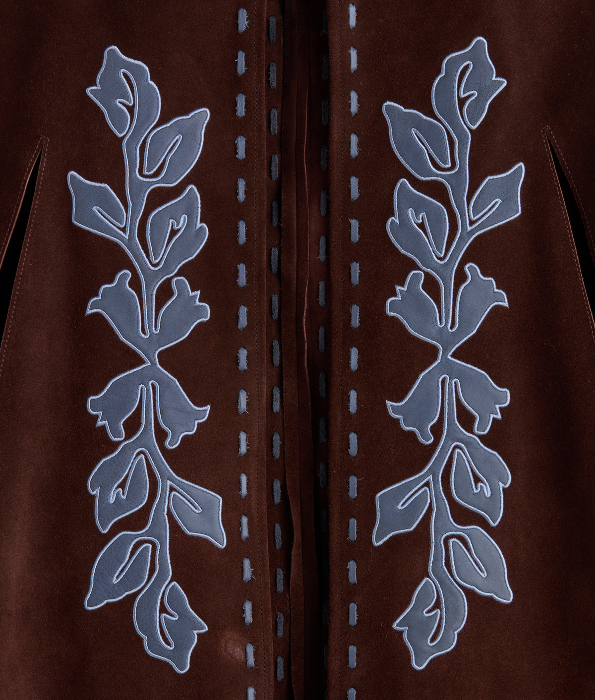 Julianne Suede Cape With Floral Embroidery :: Brown/Blue 7