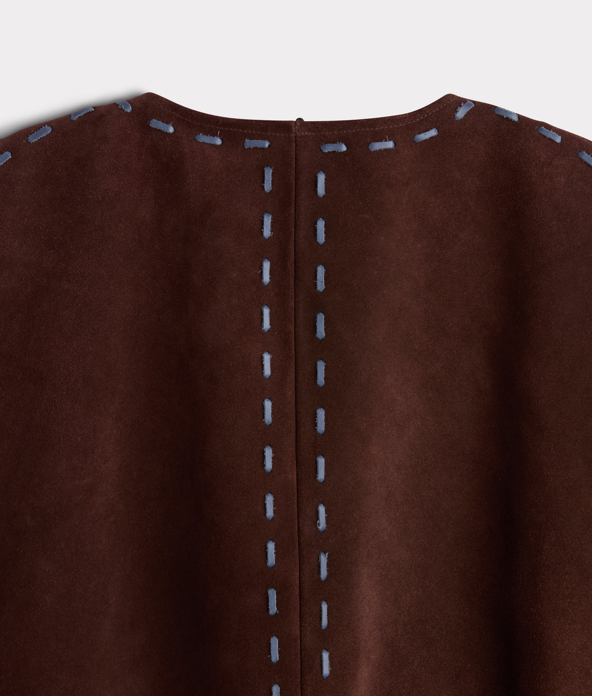 Julianne Suede Cape With Floral Embroidery :: Brown/Blue 11