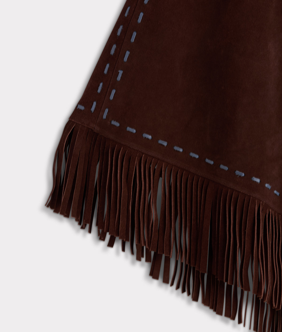 Julianne Suede Cape With Floral Embroidery :: Brown/Blue 9