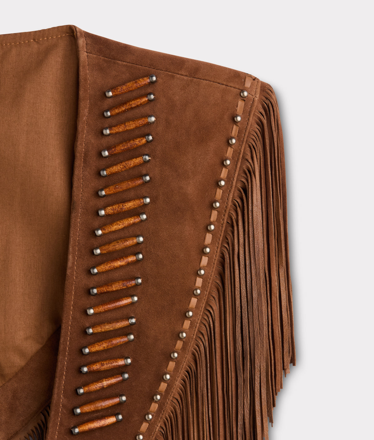 Sheila Beaded Fringe Cape :: Brown 3