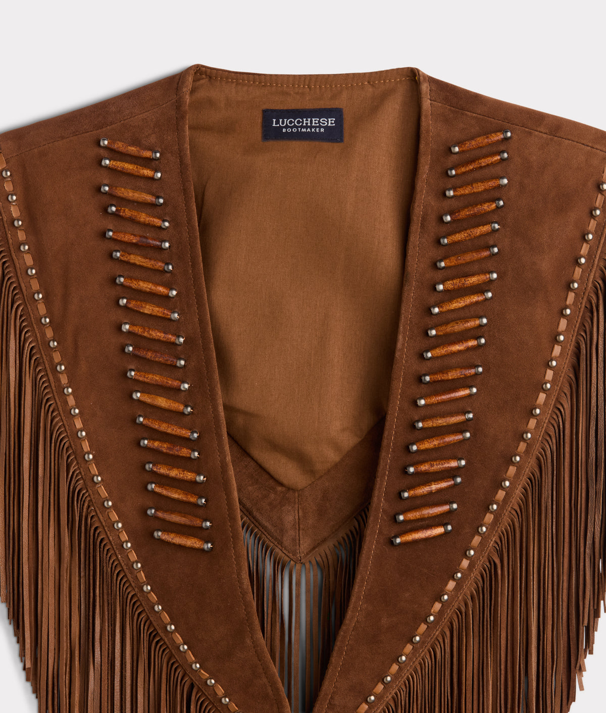 Sheila Beaded Fringe Cape :: Brown 5
