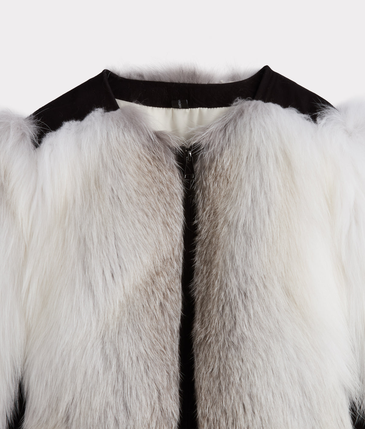 Francesca Feathered Fox Jacket :: White/Black 5