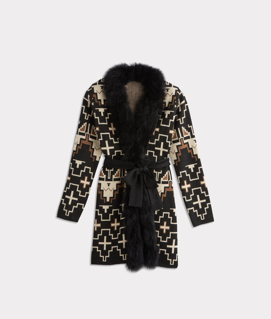 Sweater 3/4 With Fur :: Black/White