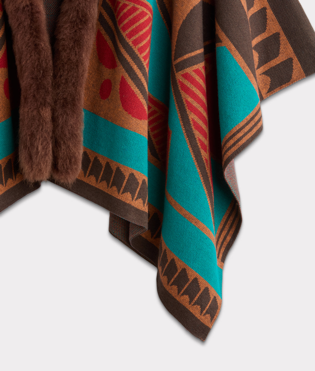 Alpaca Cape With Fur :: Multi 7