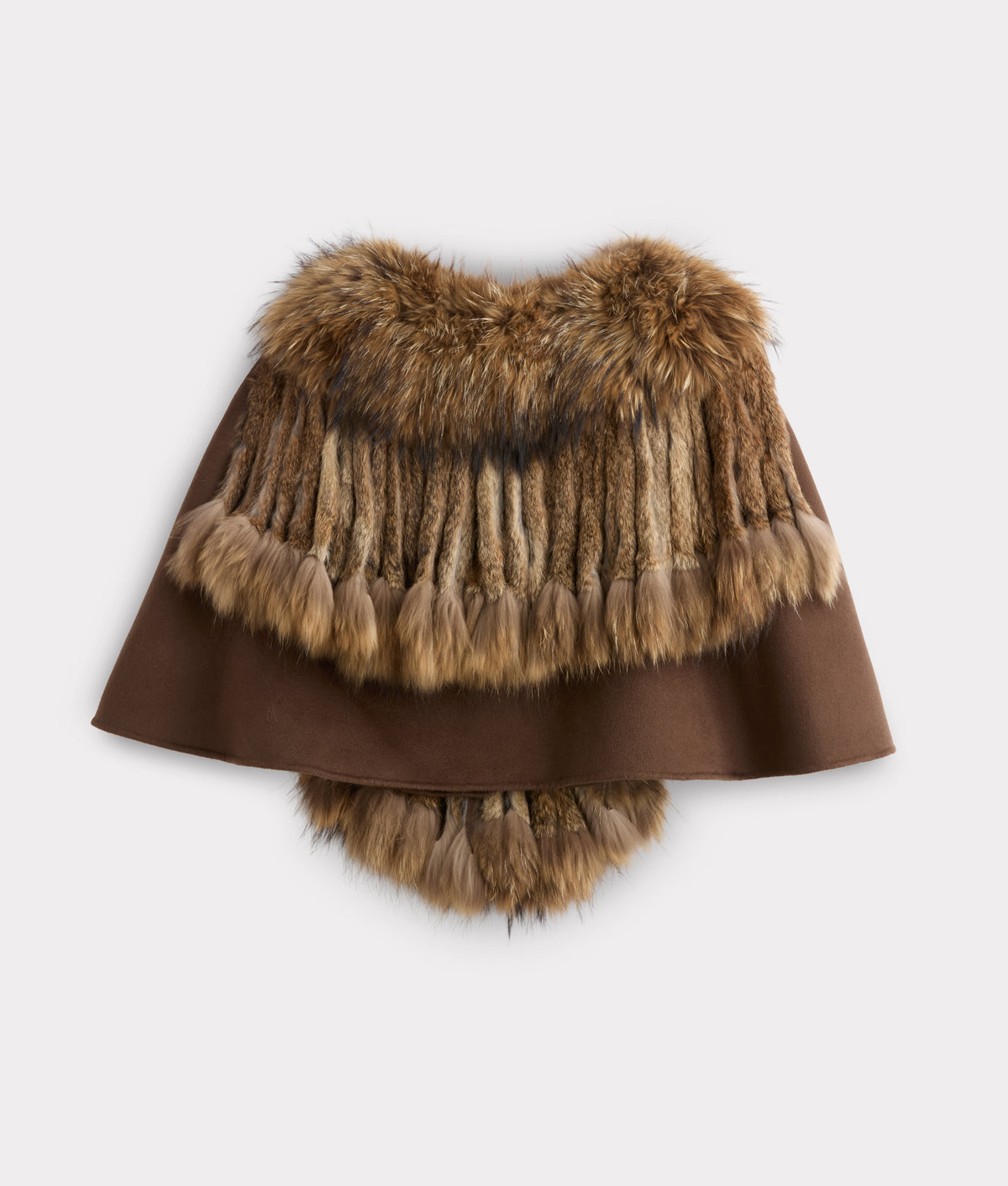 Kimberly Cashmere With Raccoon Fringed Cape :: Natural 3