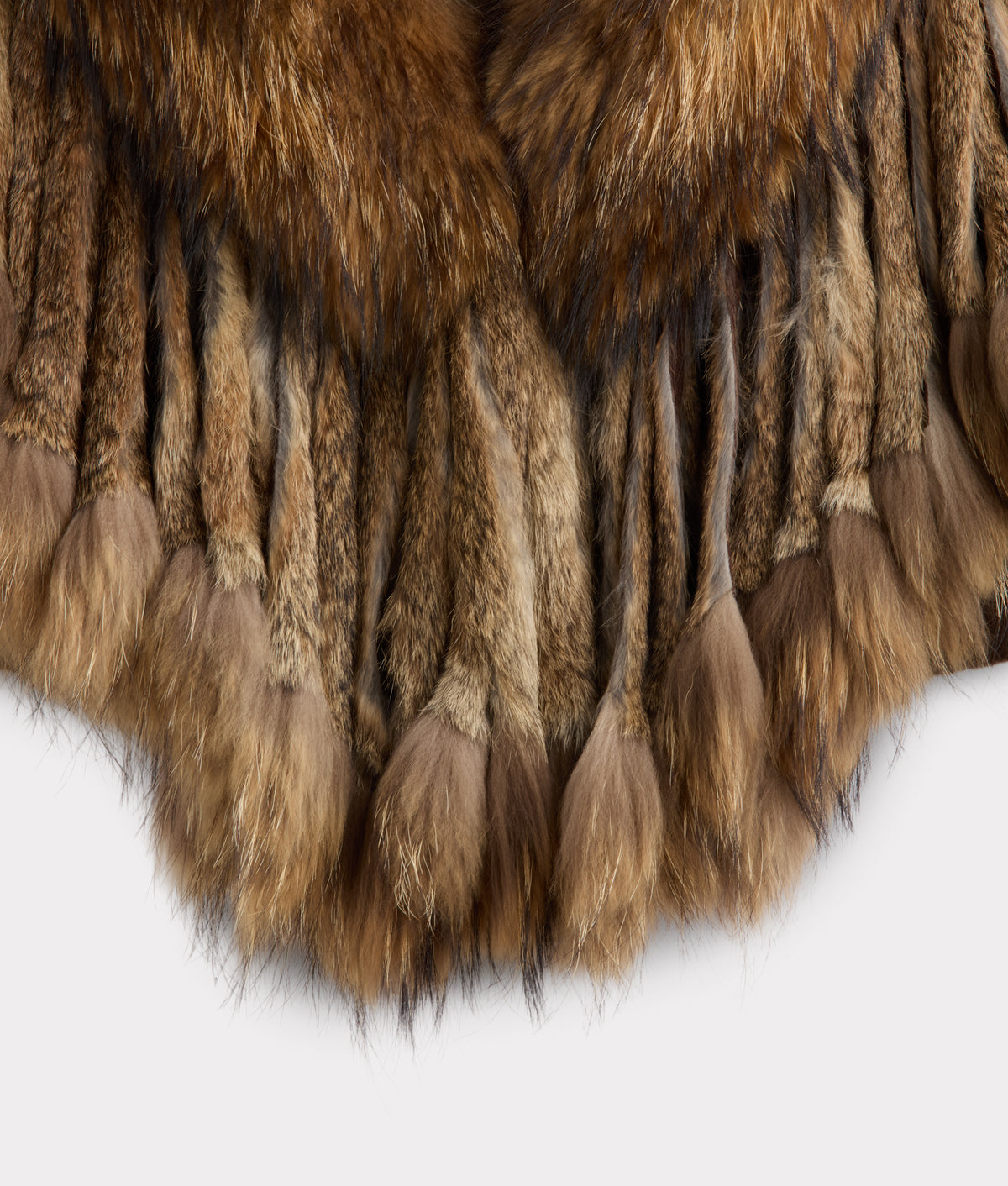Kimberly Cashmere With Raccoon Fringed Cape :: Natural 10