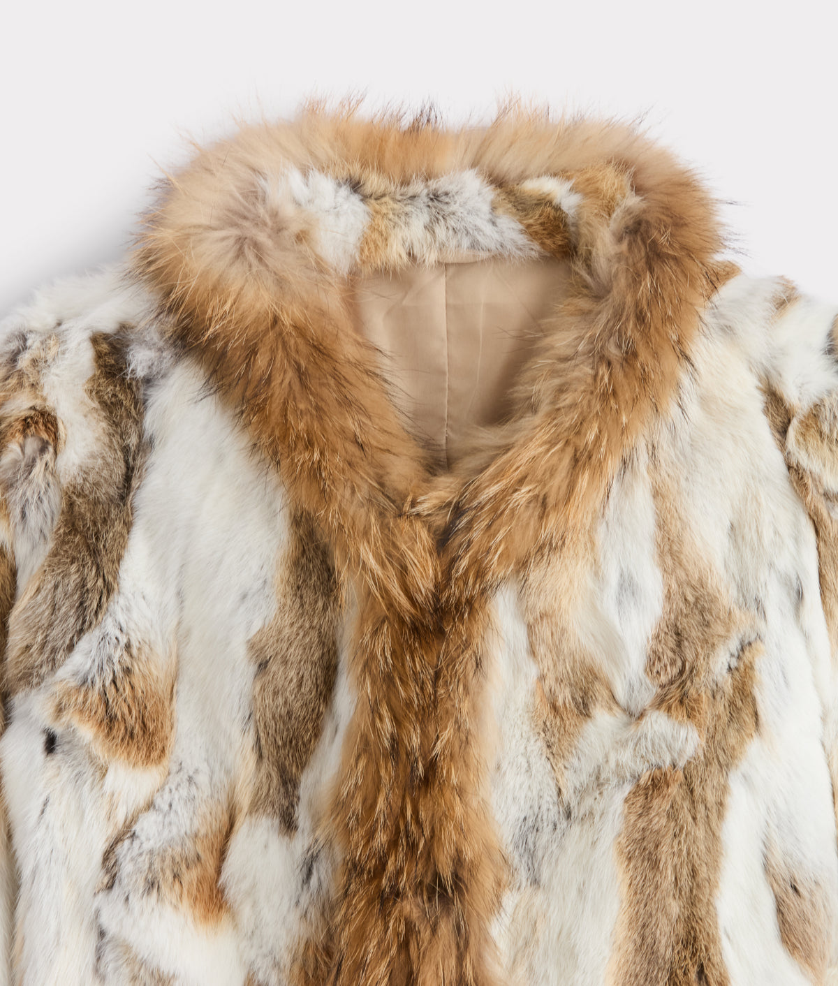 Bryn Rabbit Pieced Jacket With Raccoon Tuxedo :: Natural 8