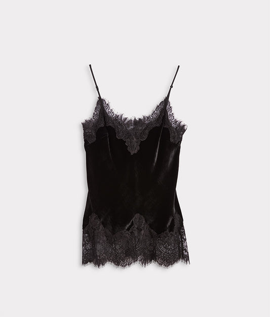 Darlene Velvet Lace Cami :: Black