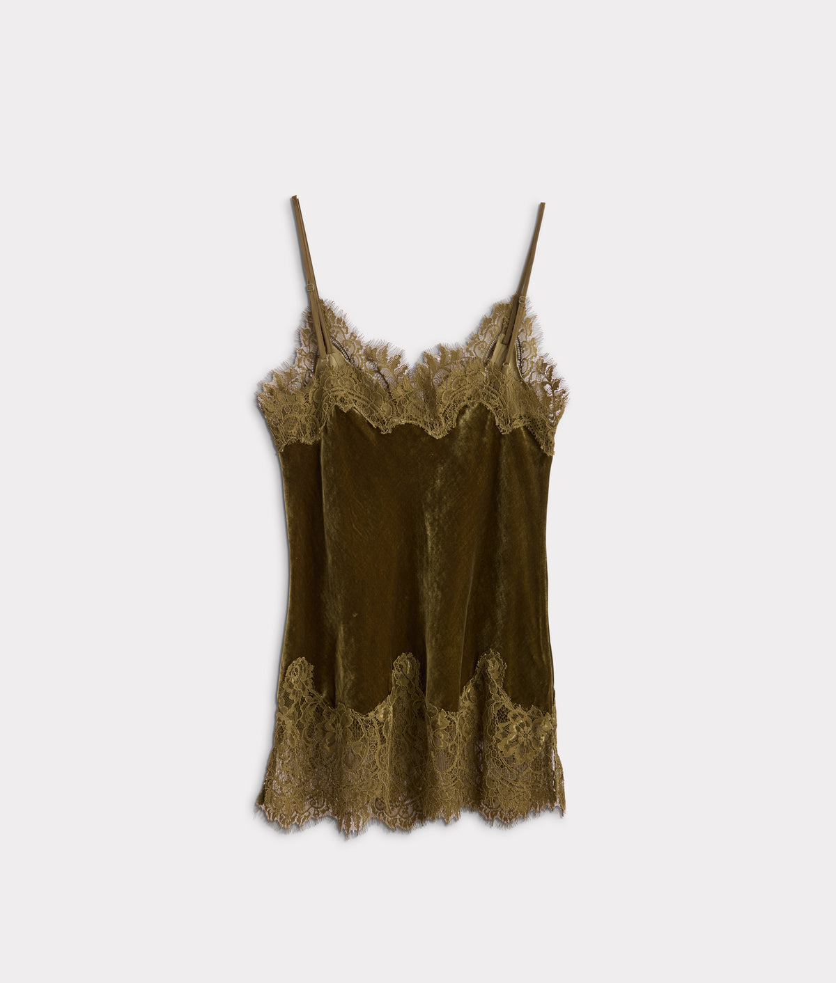Darlene Velvet Lace Cami :: Olive 3