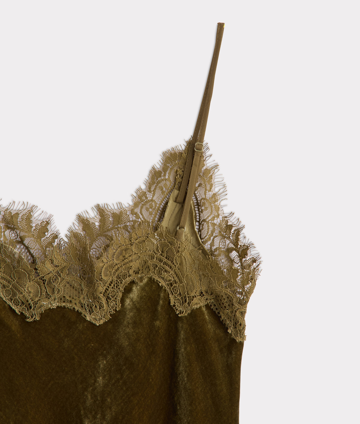 Darlene Velvet Lace Cami :: Olive 4