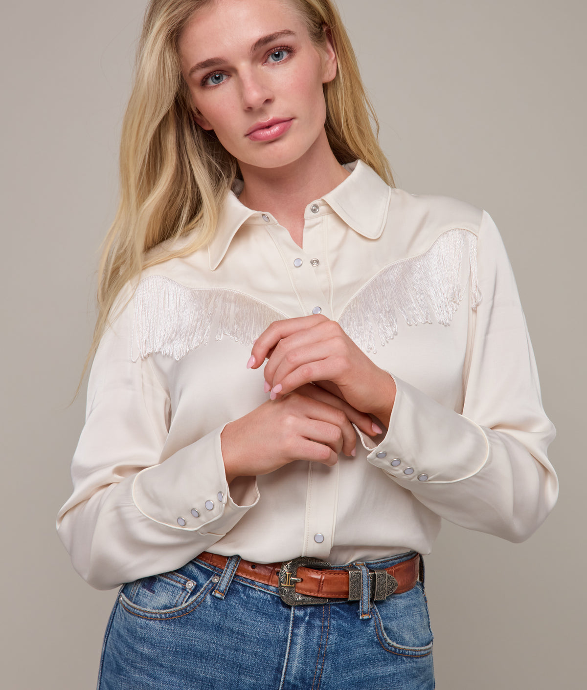 Mary Jane Fringe Blouse :: Oatmeal 14