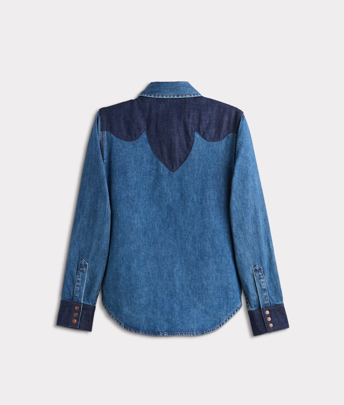 Rebekah Leather Yoke Denim Shirt :: Denim 4