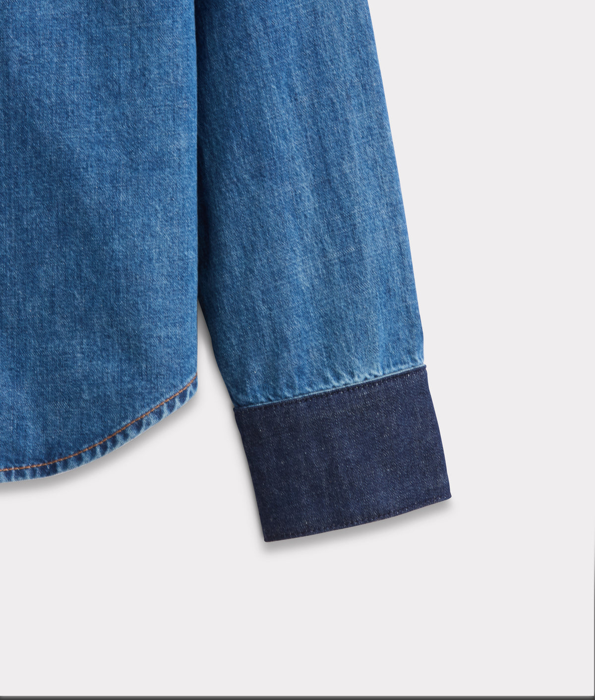 Rebekah Leather Yoke Denim Shirt :: Denim 5
