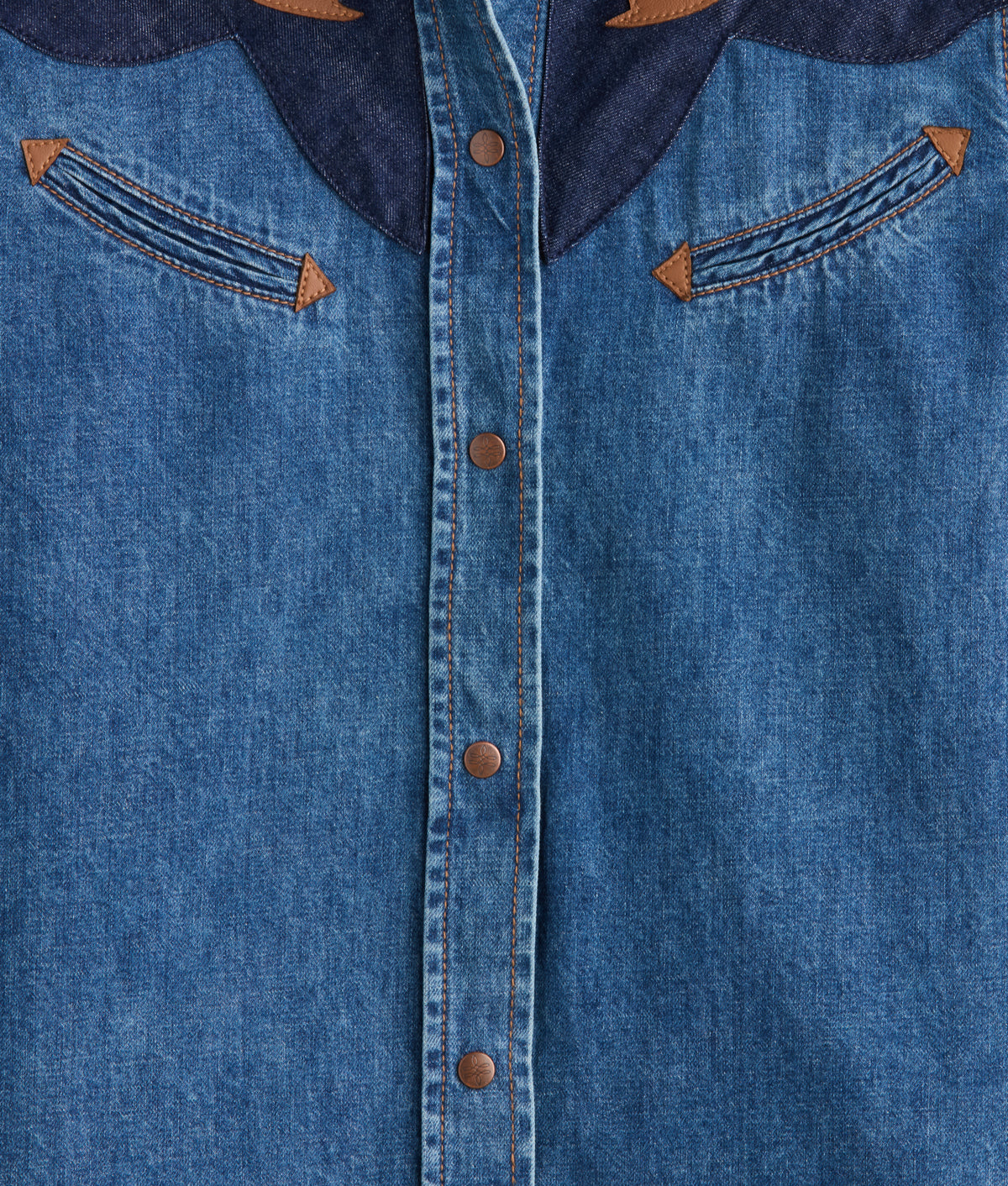 Rebekah Leather Yoke Denim Shirt :: Denim 7