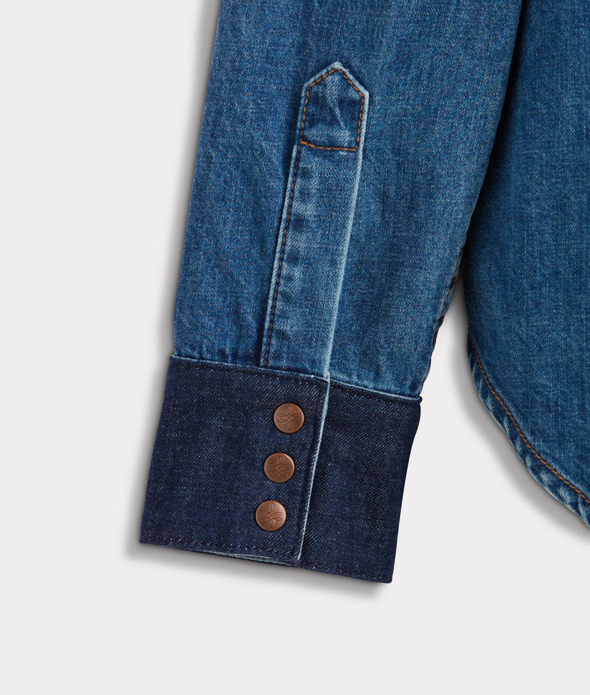 Rebekah Leather Yoke Denim Shirt :: Denim 6