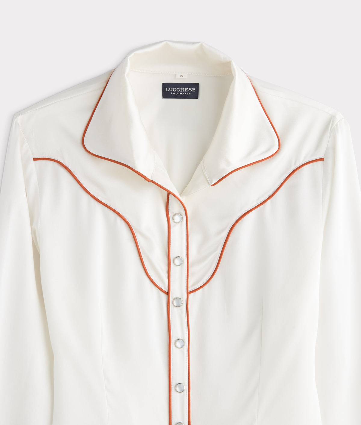 Piped Western Snap Blouse :: Off White 5