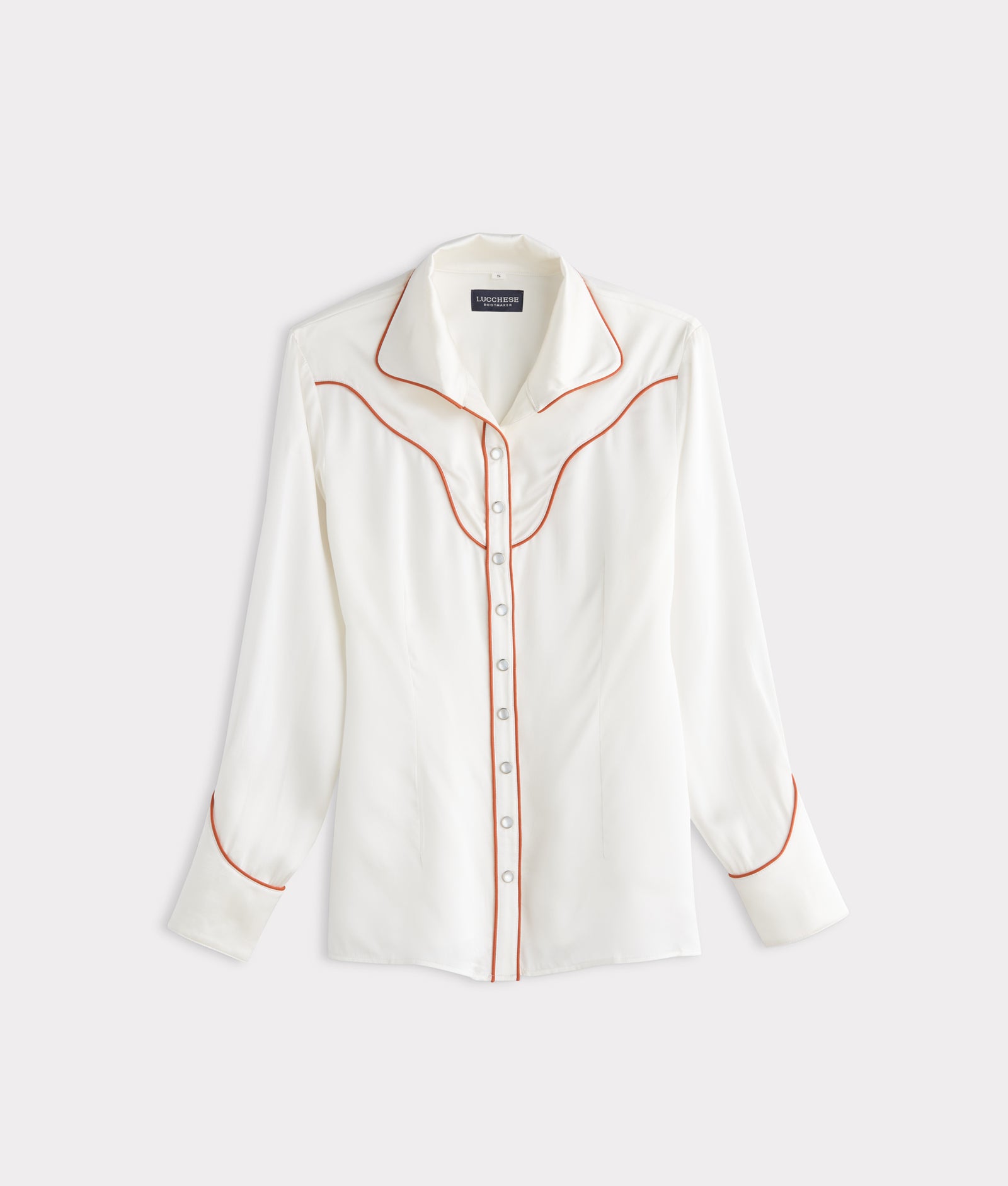 Piped Western Snap Blouse :: Off White