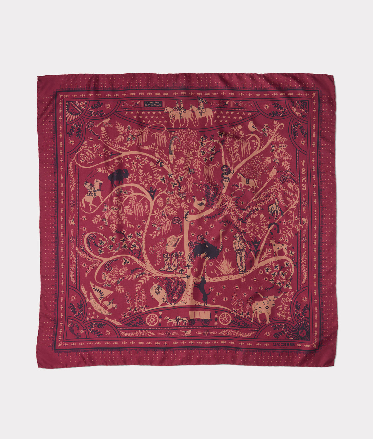 Roots Silk Scarf :: Burgundy 1
