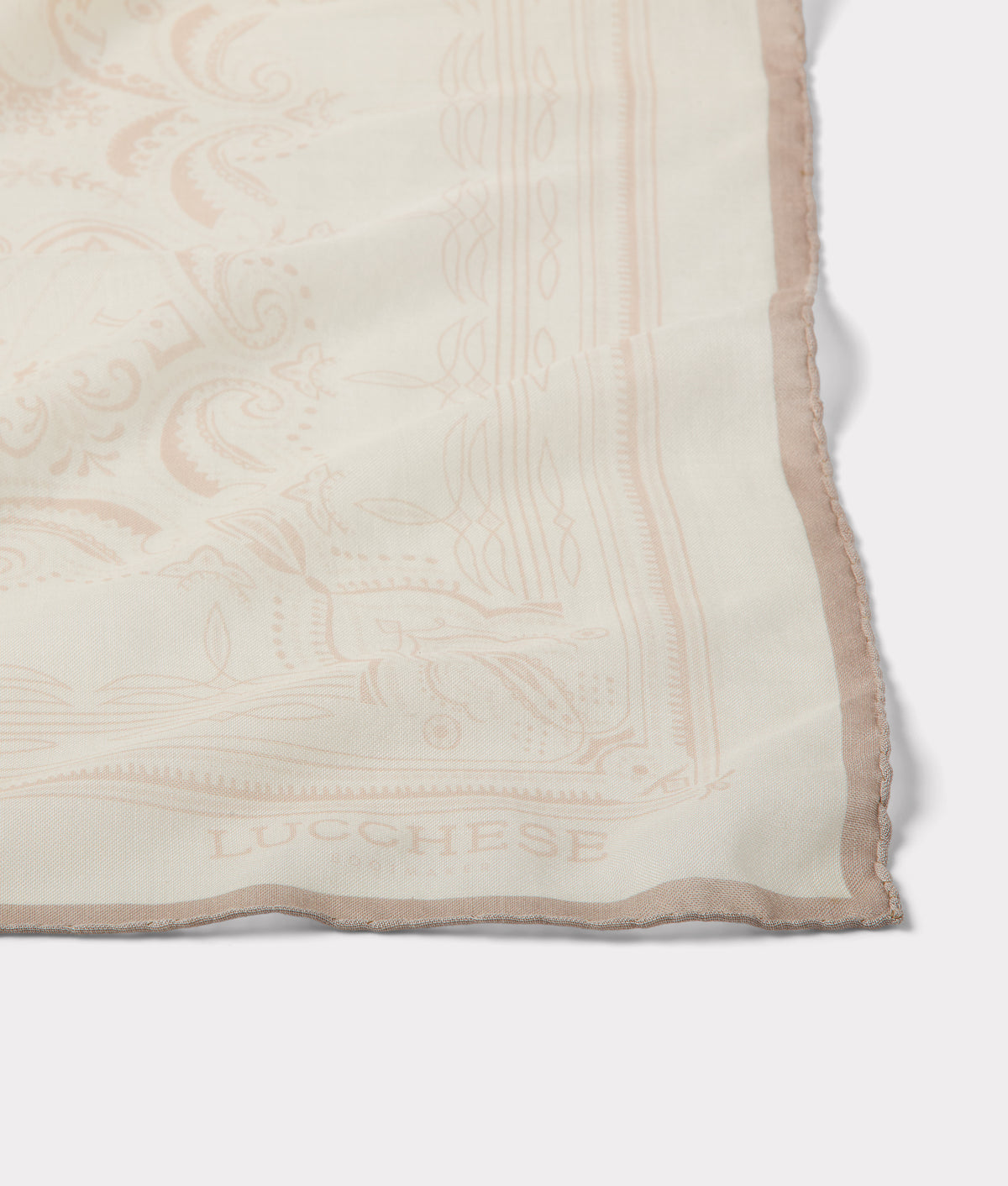 Mirrored L Silk Wool Scarf :: Cream 3
