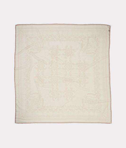 Mirrored L Silk Wool Scarf :: Cream
