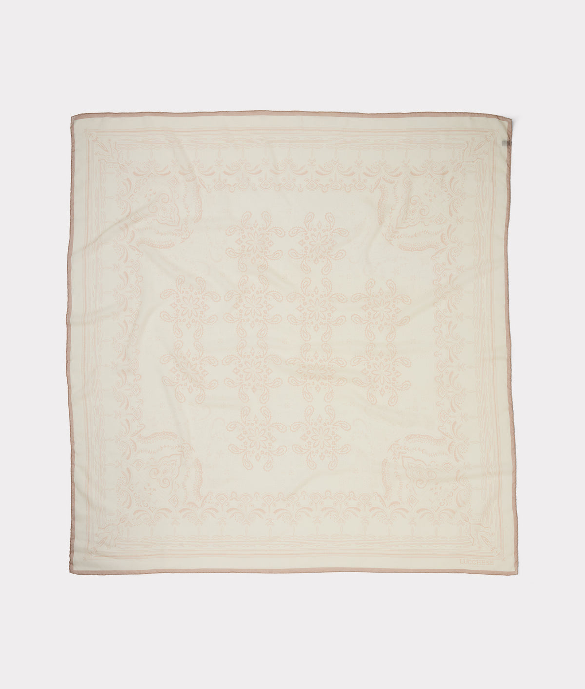 Mirrored L Silk Wool Scarf :: Cream 1