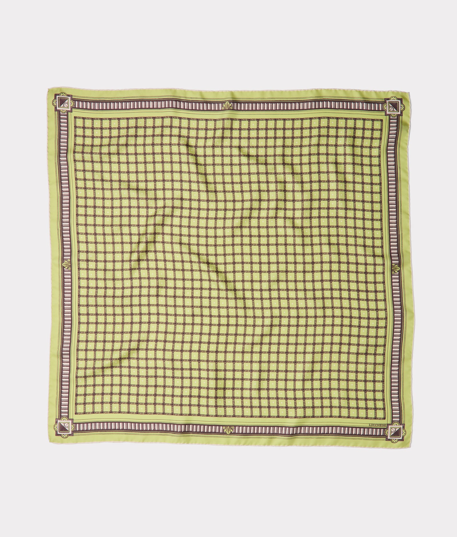 Mesa Grid Silk Scarf :: Olive product image