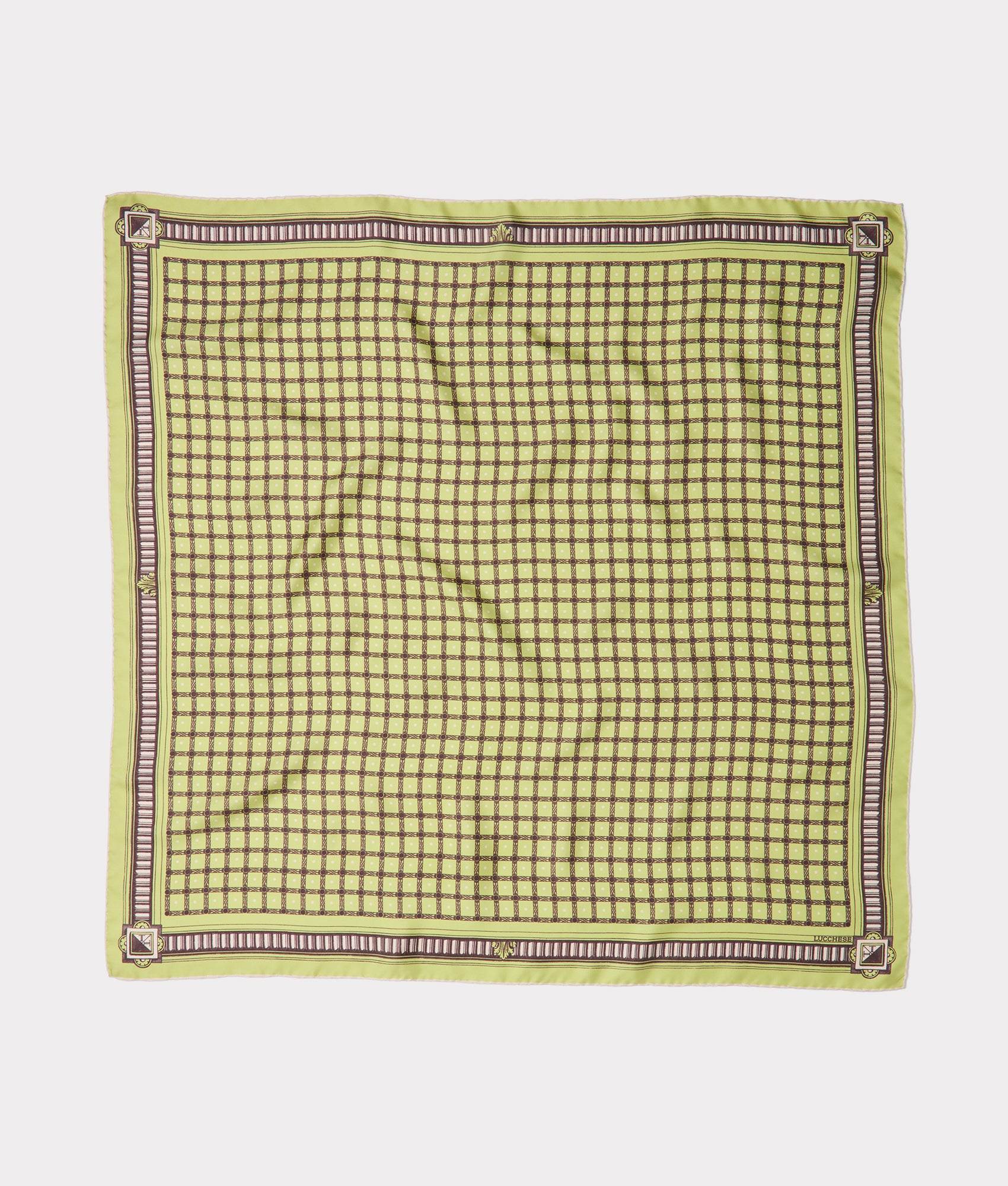 Mesa Grid Silk Scarf :: Olive product image