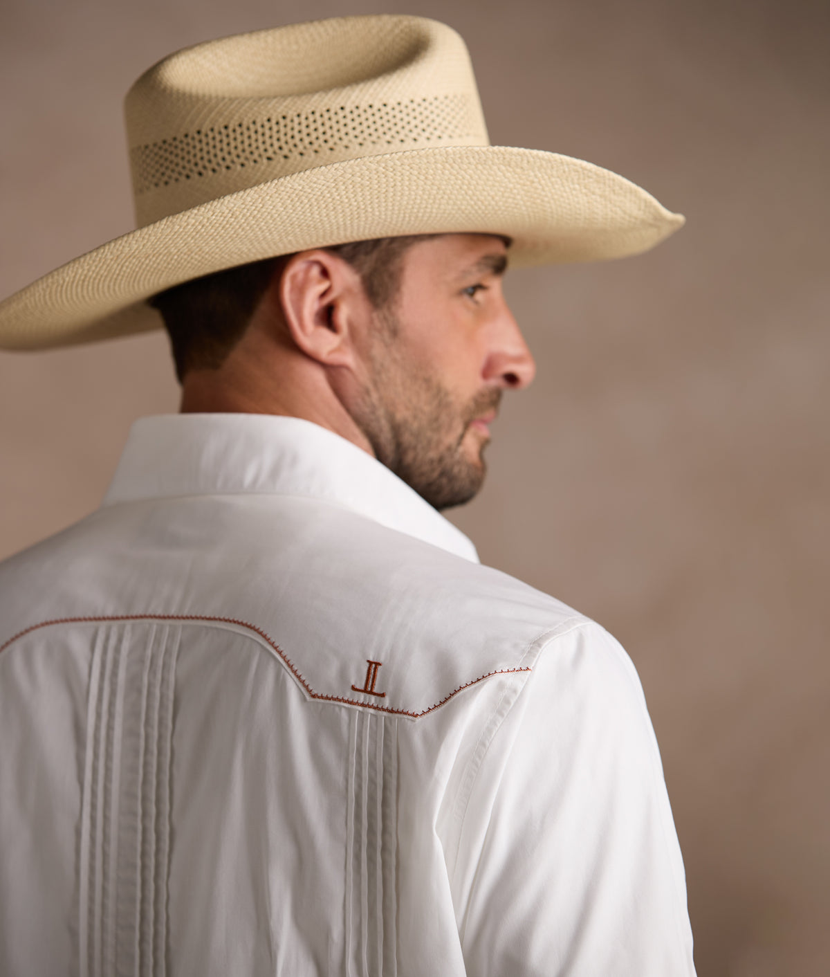 Guayabera Shirt :: White And Orange Gingham 10