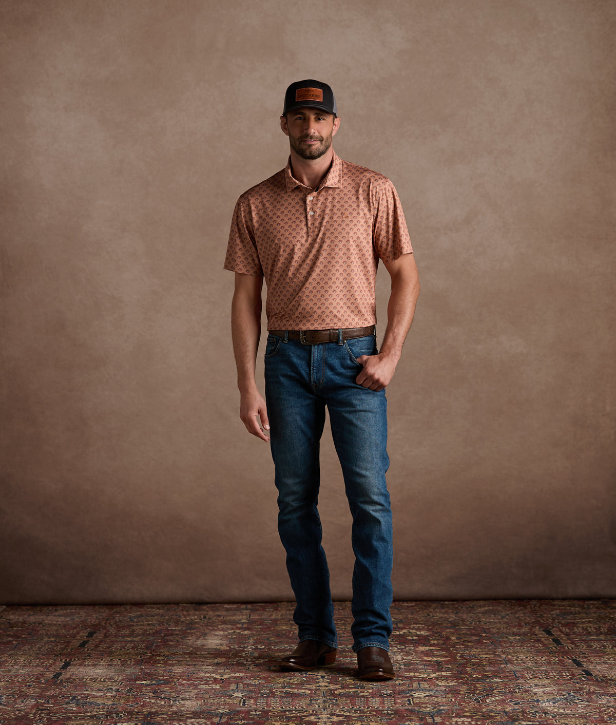 Lucchese Golf Polo :: Rust 8