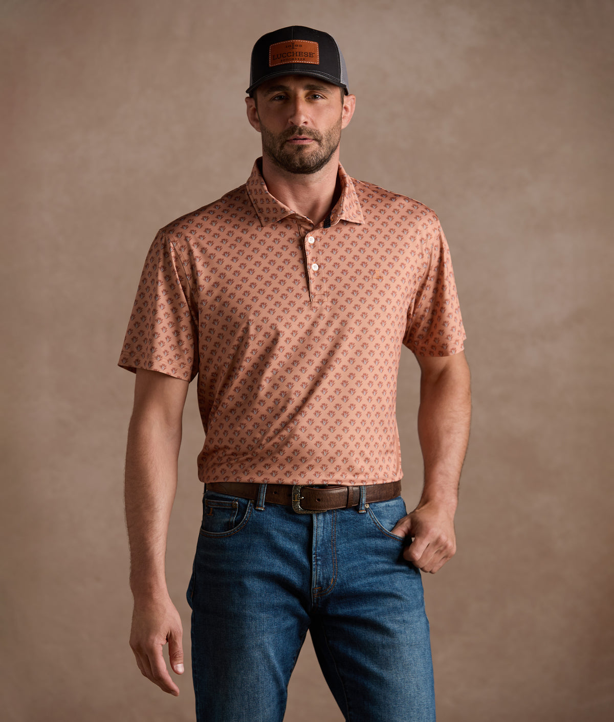 Lucchese Golf Polo :: Rust 2