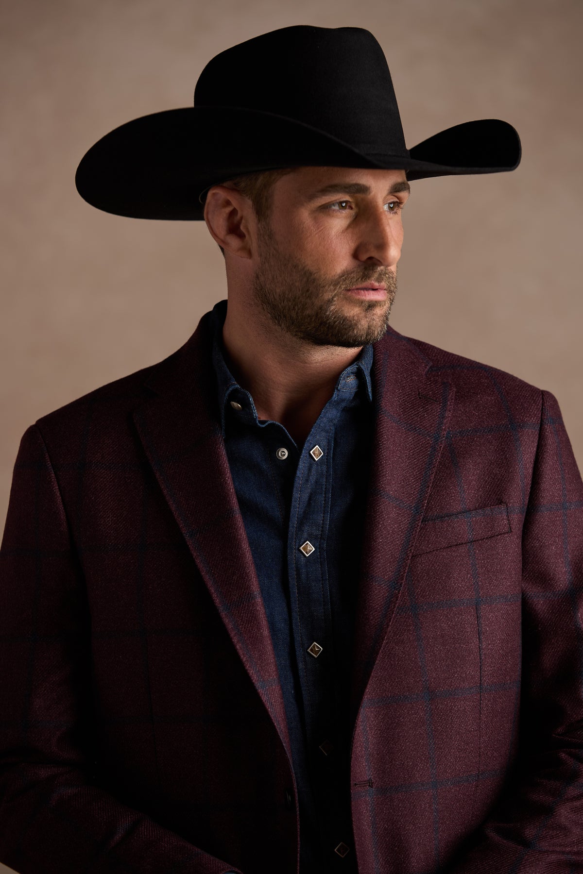 Lucchese Sport Coat :: Burgundy Plaid 10