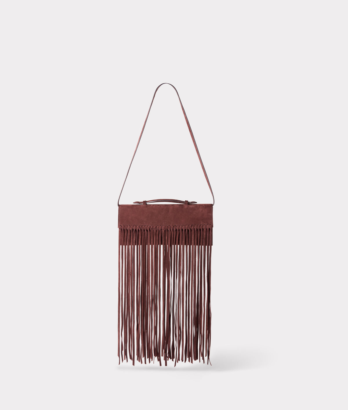 Bowie Suede Fringe Clutch :: Chocolate 1
