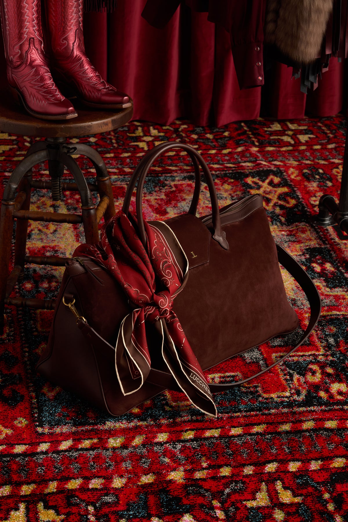 Roots Silk Scarf :: Burgundy 4