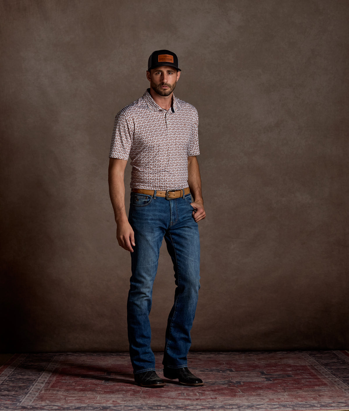 Lucchese Golf Polo :: Barnwood 4