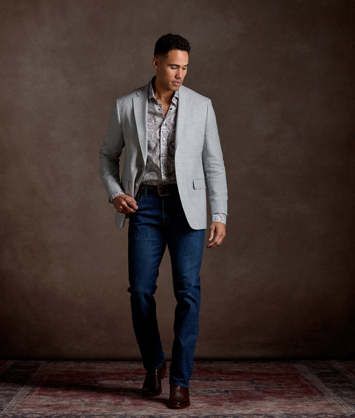 El Paso Modern Fit :: Blue And Brown Paisley 2