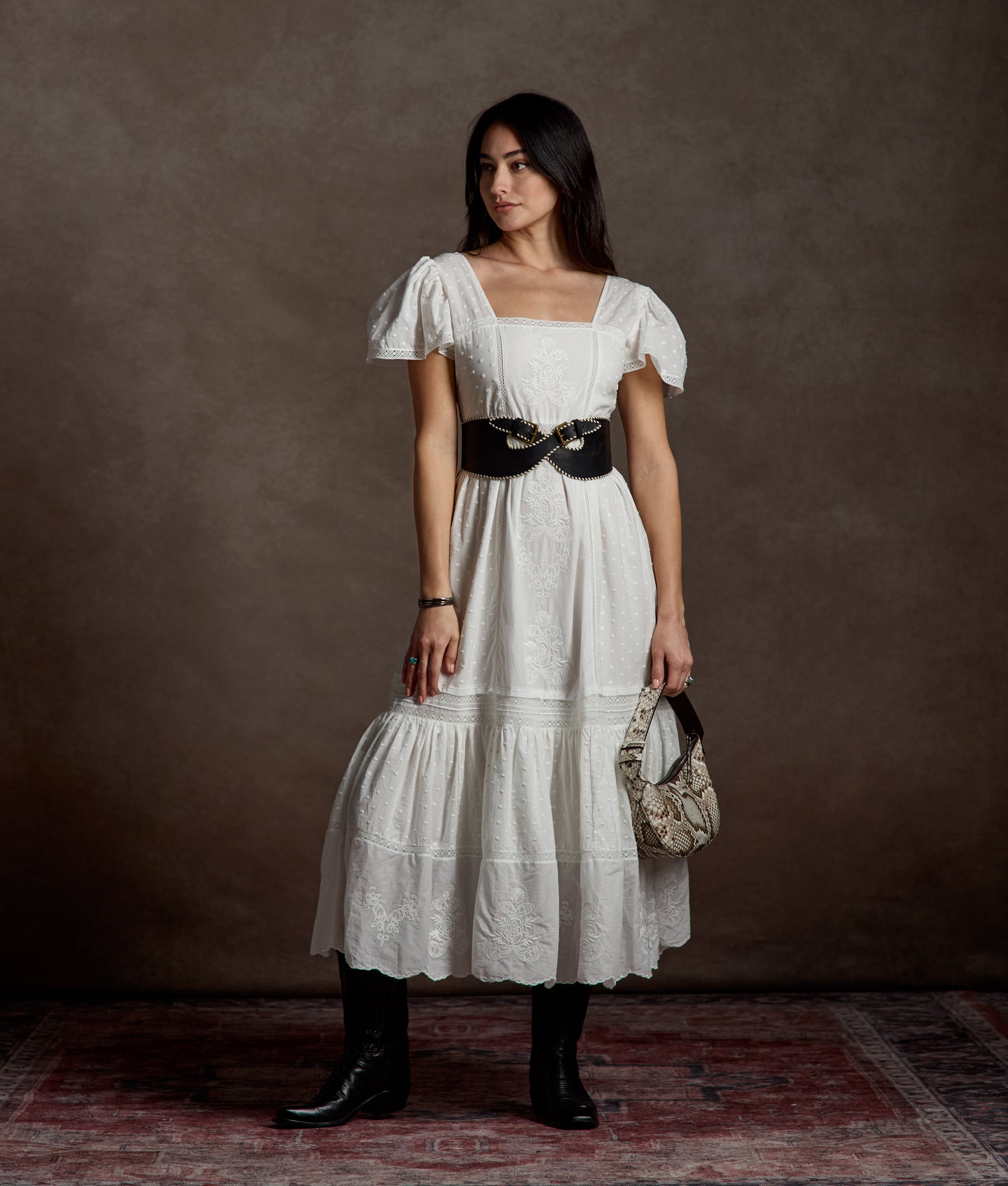 helena dress Sheer high neck with sweetheart lining framed to self Lucchese | Helena Dress ::