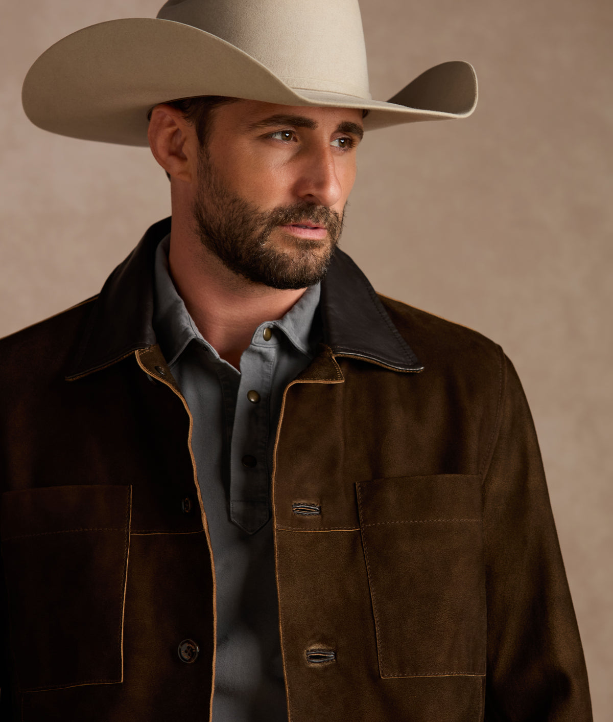 Walker Jacket With Leather Collar :: Brown 3