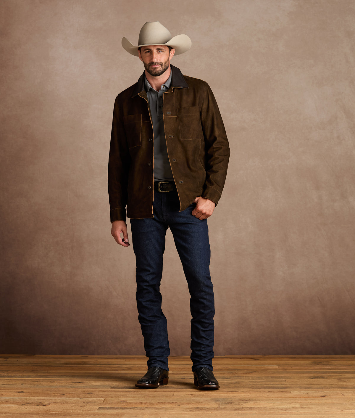 Walker Jacket With Leather Collar :: Brown 2