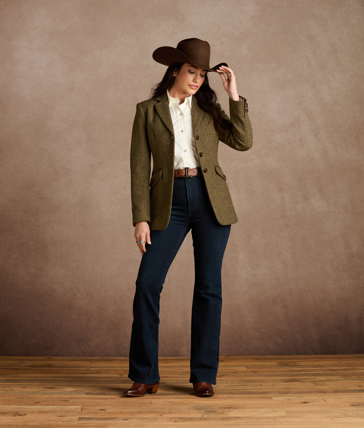 Kate Irish Tweed Blazer :: Olive 2
