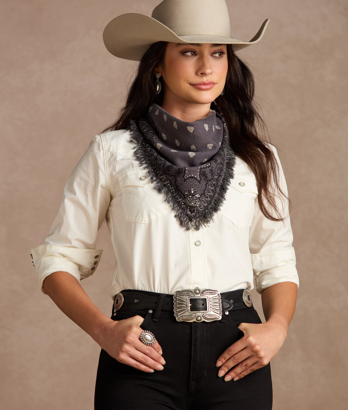 Cashmere Paisley Bandana :: Grey 3